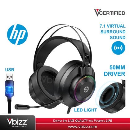 HEWLETT PACKARD HP GH10GS Gaming Music 7.1 Virtual Surround Sound Noise Reduction USB Wired Headphone Headset