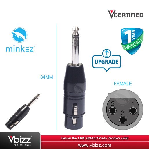 minkez-xlrf6ts-b-xlr-female-to-635mm-ts-male-connector-adapter-upgraded