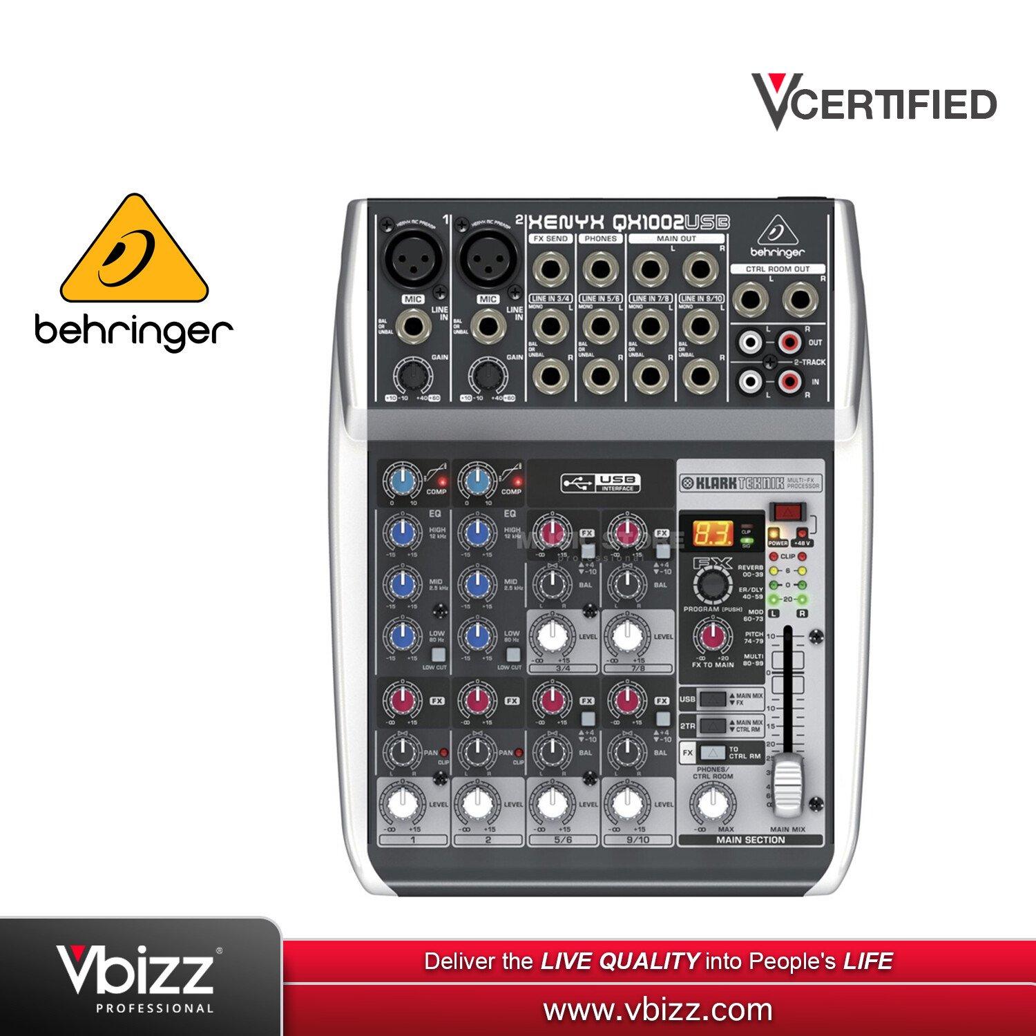 Behringer XENYX QX1002USB Mixer for Enhanced Audio Control | PA