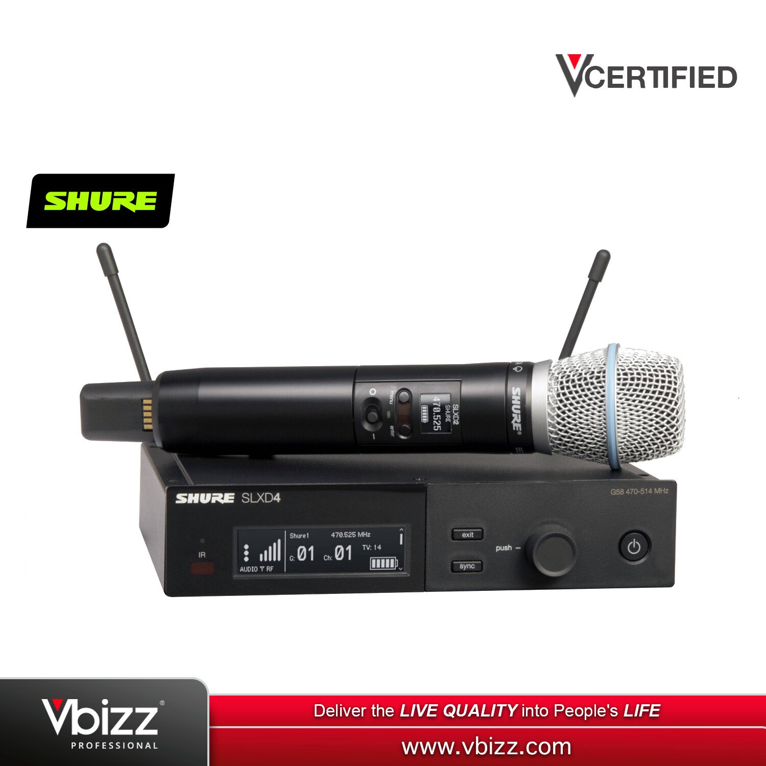 Digital　Vbizz　Microphone　with　87A　Capsule　Wireless　Beta　Handheld　System　SHURE　SLXD24A/B87A