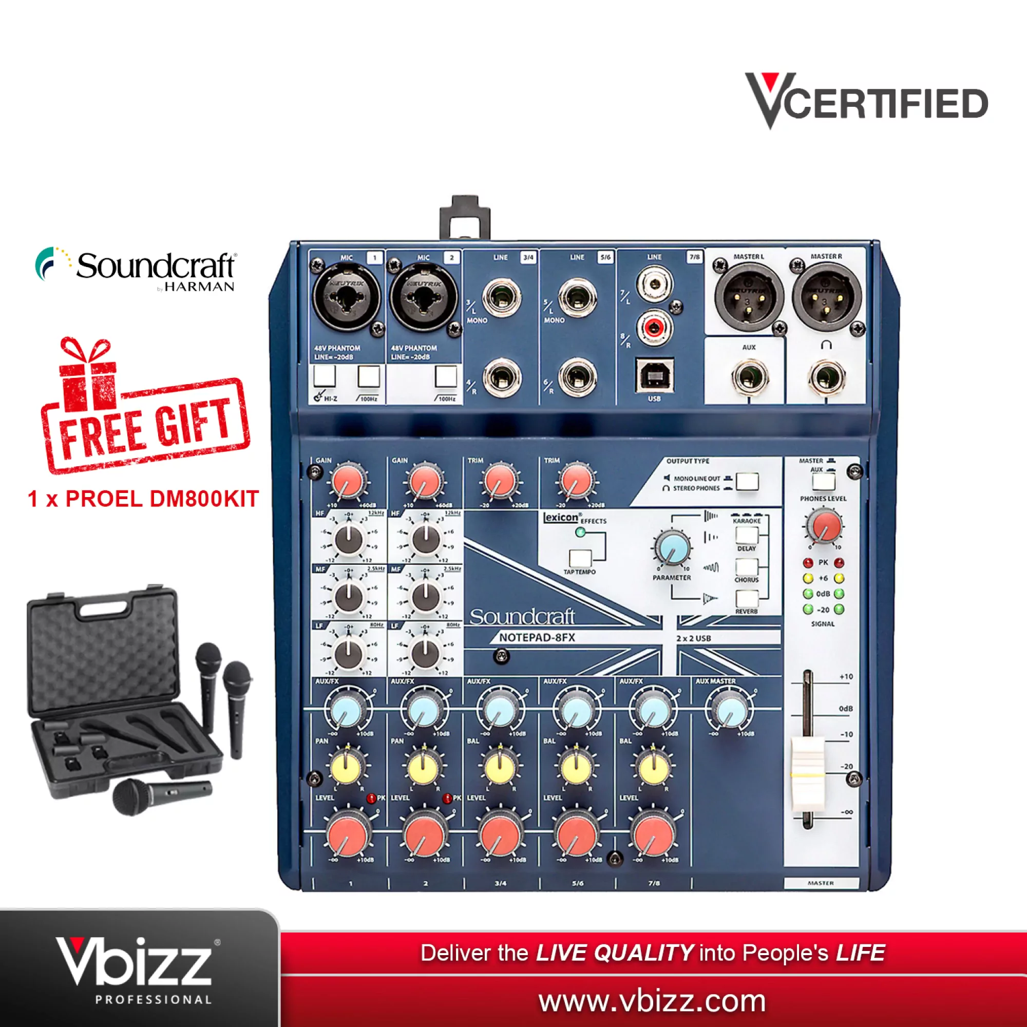 Soundcraft NOTEPAD 8FX Audio Analog Mixer Vbizz
