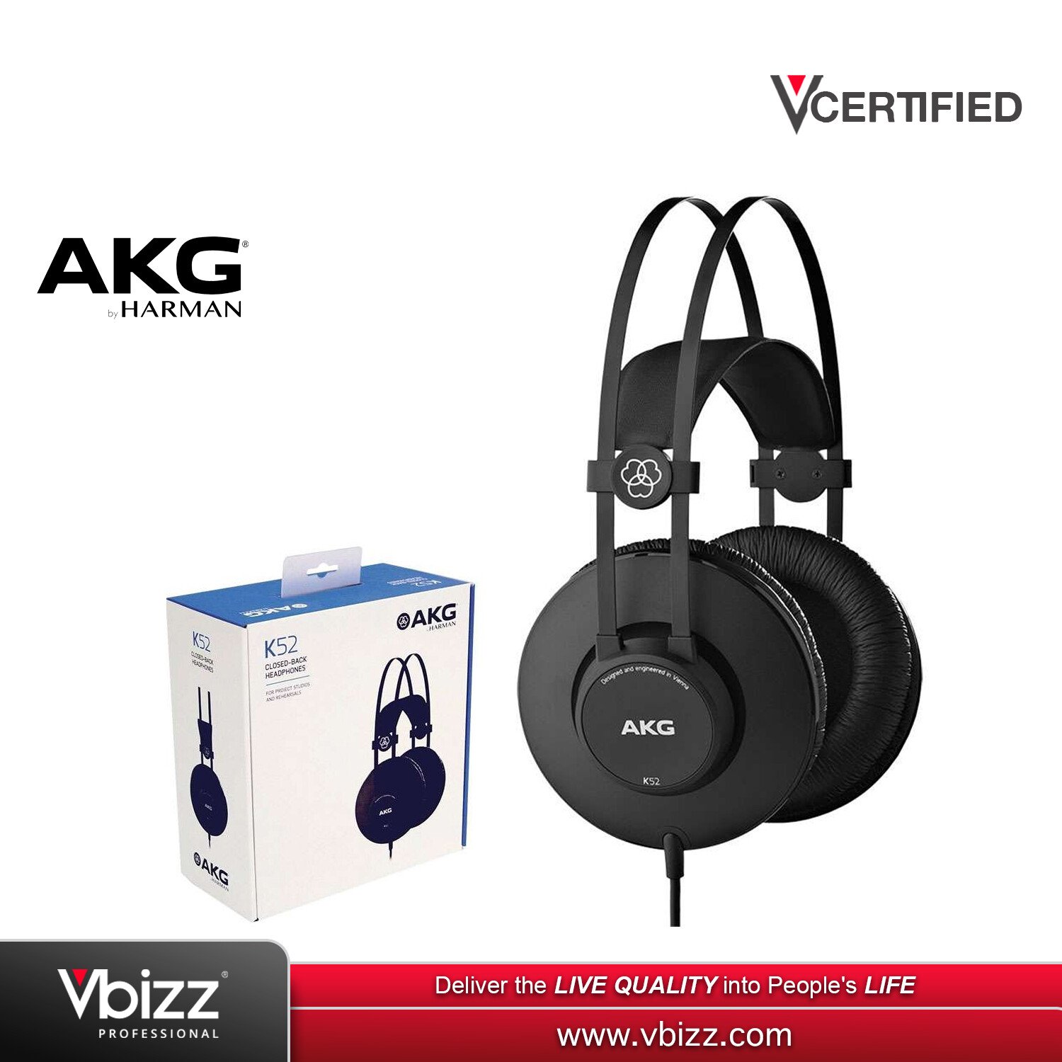 AKG K52 | Closed-Back Studio Headphones for Accurate