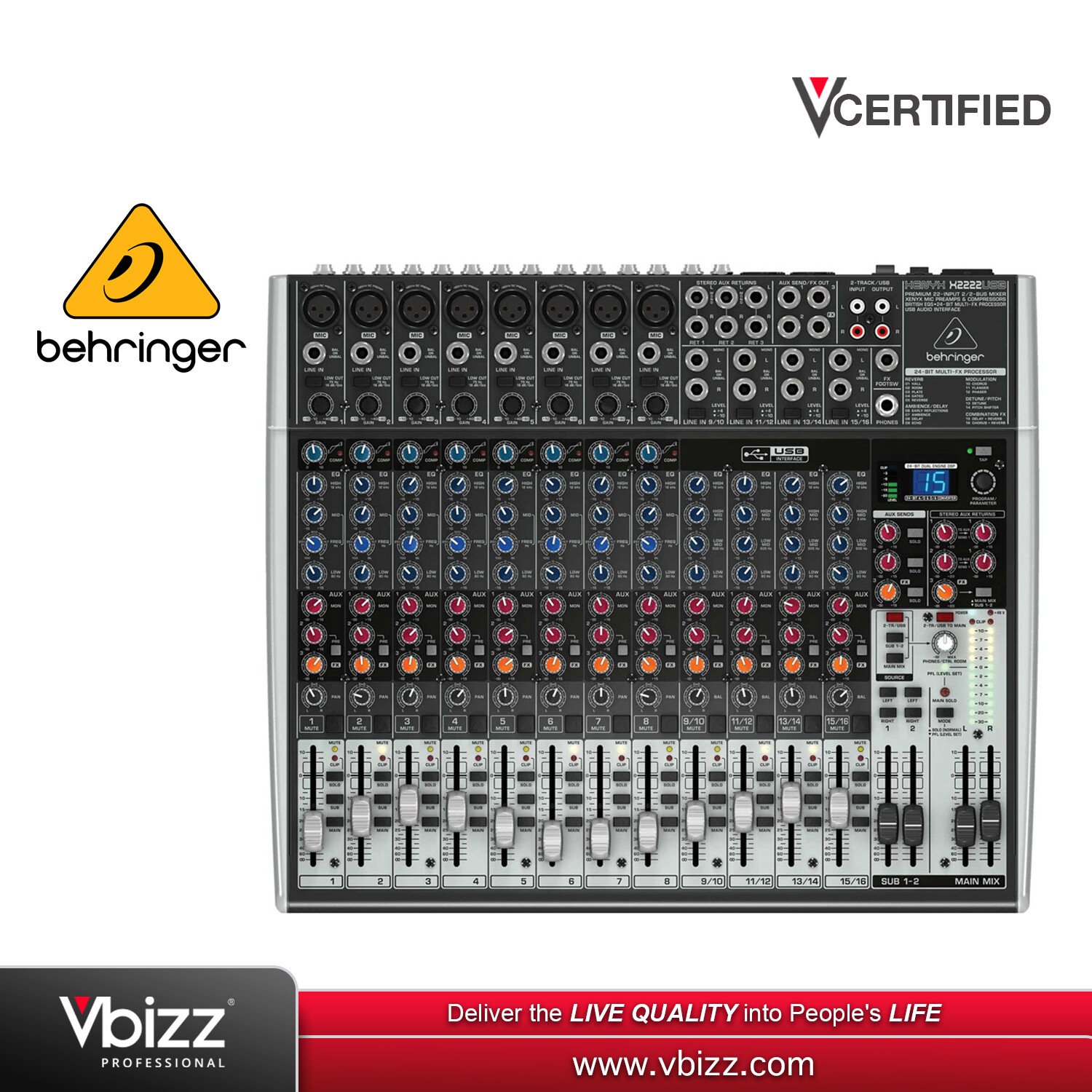 Behringer XENYX X2222USB Mixer for Professional Audio Control | PA