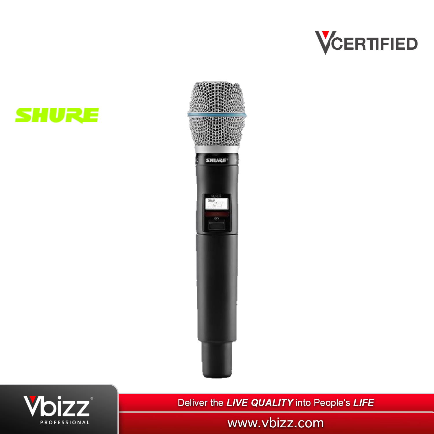 Shure QLXD2 / B87A Handheld Transmitter with Beta 87A Capsule | PA