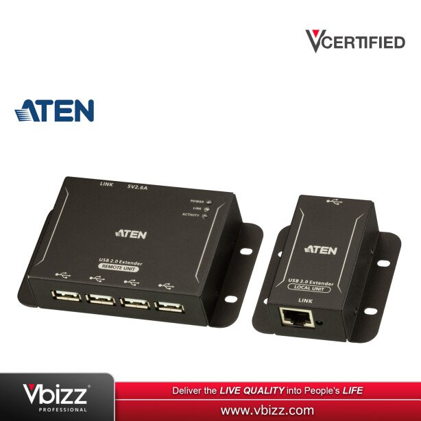 Aten UCE3250 USB 2.0 Extender – 4-poorts, Tot 50 Meter Via Cat5-kabel, Inclusief Wandbevestiging – Voor Printers, Scanners En Andere USB-apparaten