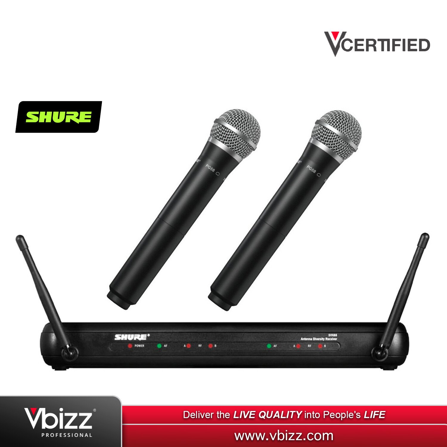 Shure SVX288 / PG58 Wireless Microphone System (SVX288 PG58) | PA