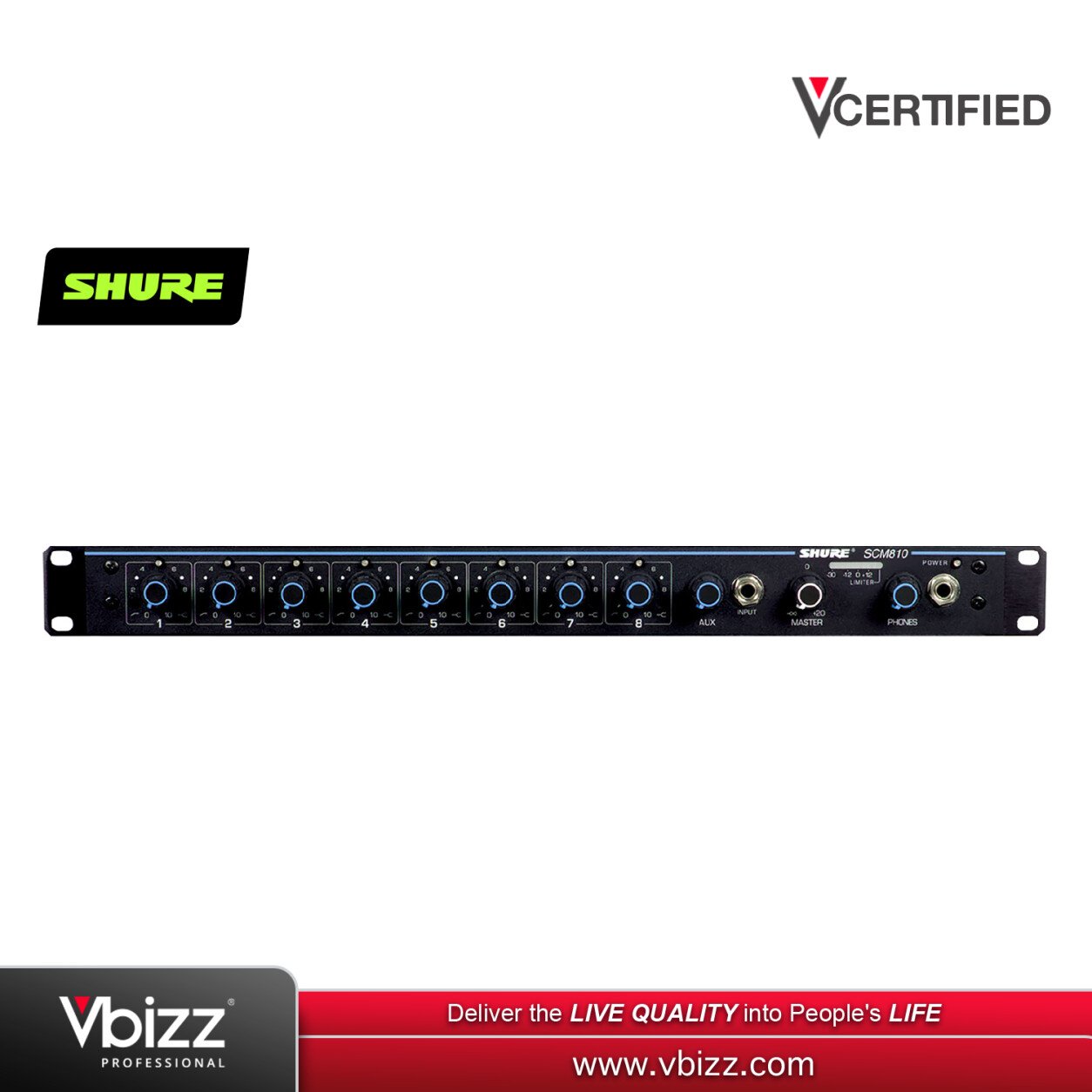 【SHURE】シェアマイクロフォンミキサーSCM810 Shure SCM810 8-Channel Automatic Microphone Mixer (48V