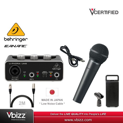 behringer-canare-live-recording-low-noise-package-with-um2-usb-interface-and-xm8500