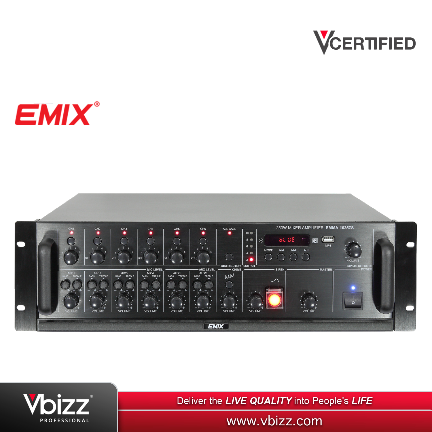 Emix EMMA 1025ZS 250W Mixer Amplifier for Reliable Sound