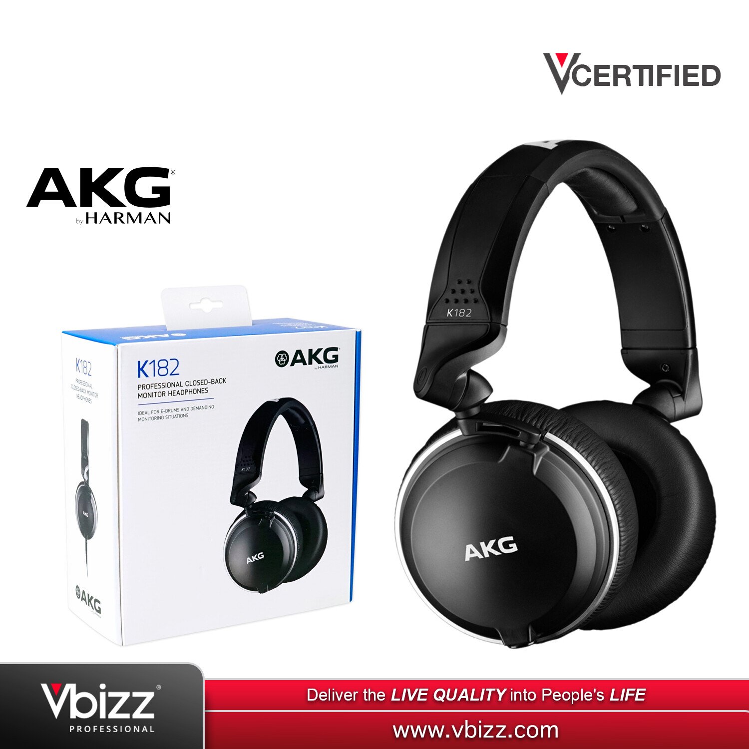 AKG K182 | Professional Closed-Back Monitor Headphones for Studio