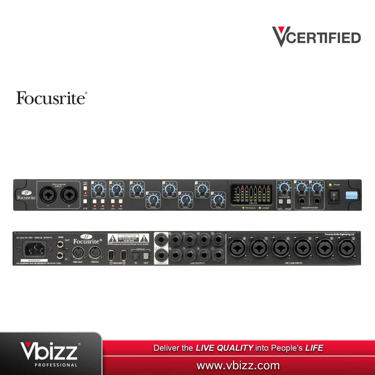 FOCUSRITE　PRO　SAFFIRE　20　20　with　40　In　Out　Interface　Firewire　Audio　Pre-Amps　Vbizz
