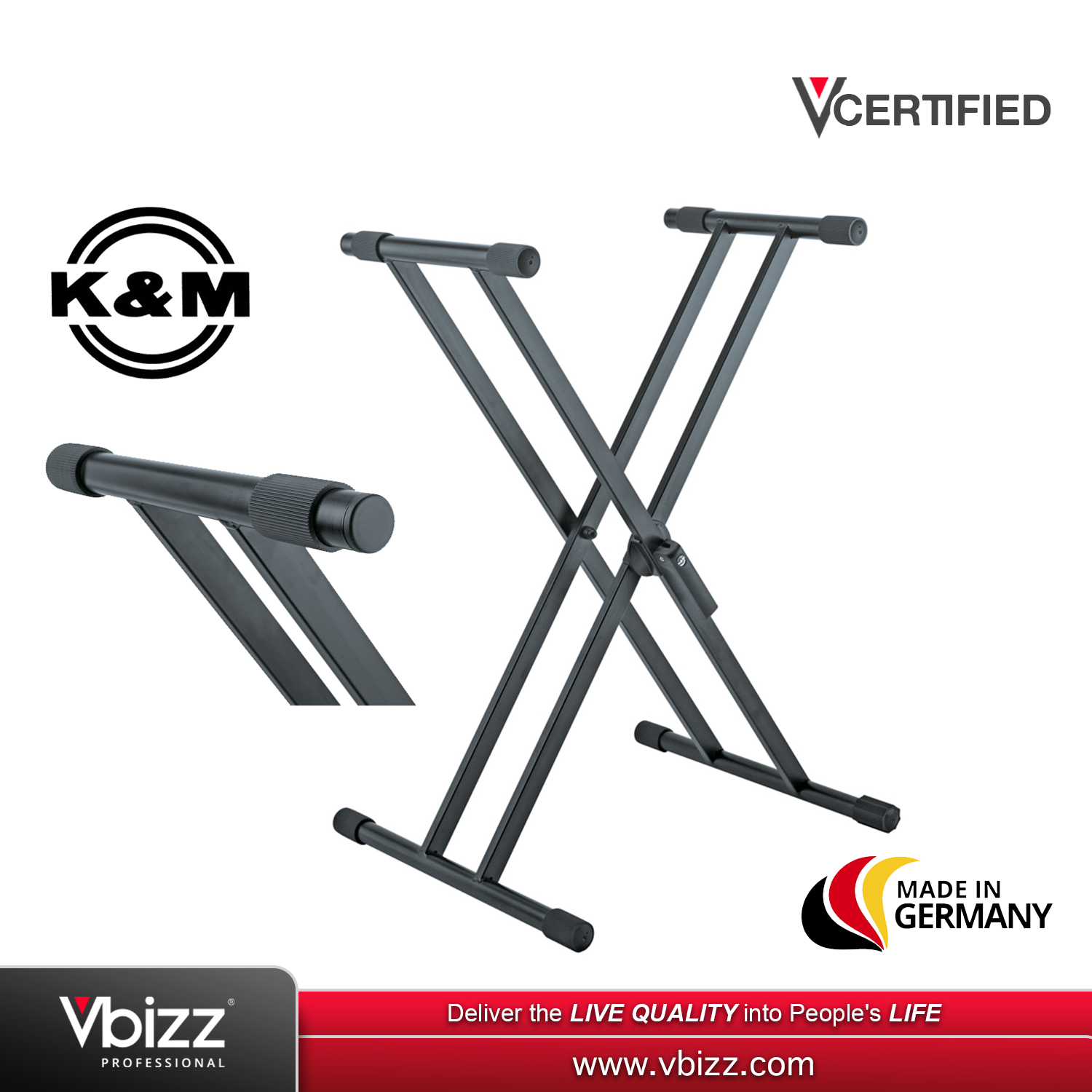 K&M 18990-015-55 X-Shaped Keyboard Stand (Black) |