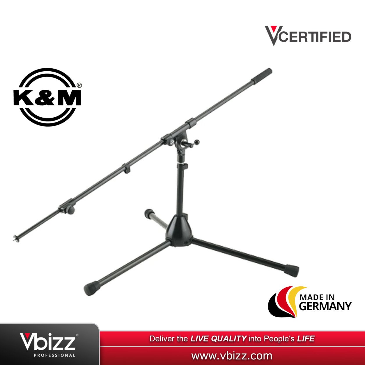 K&M 25500-500-55 Low Level Tripod Microphone Stand with Telescoping Boom